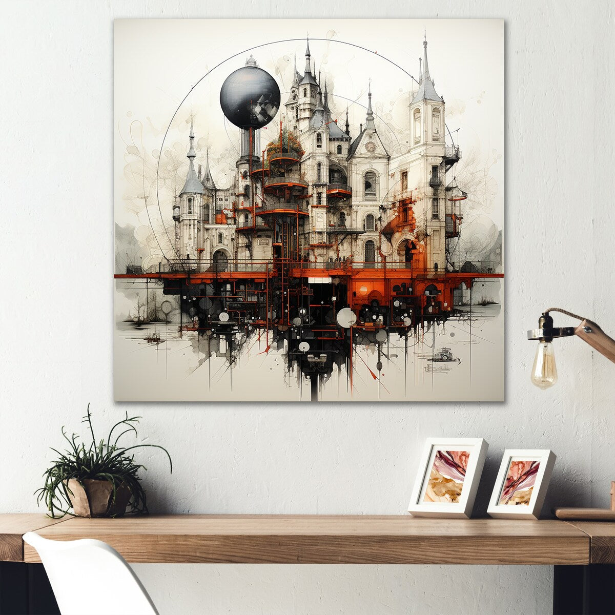 Designart "Factory Lines In Simplicity Drawing" Factories Wall Art