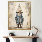 Designart "Fantasy Beige And Blue Gnome Portrait" Gnome Framed Canvas Prints