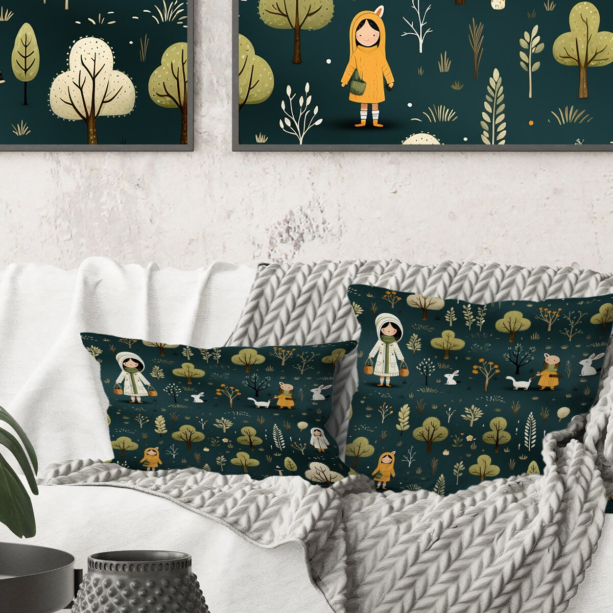 Designart "Farm Friends Gathering For Children" People Printed Throw Pillow