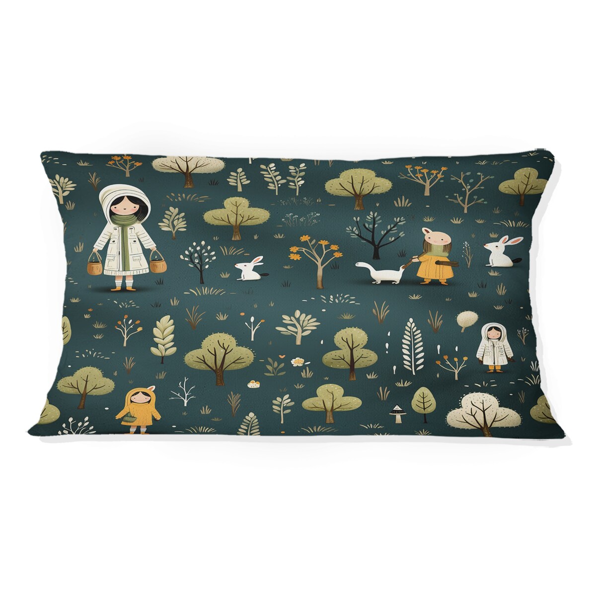 Designart "Farm Friends Gathering For Children" People Printed Throw Pillow