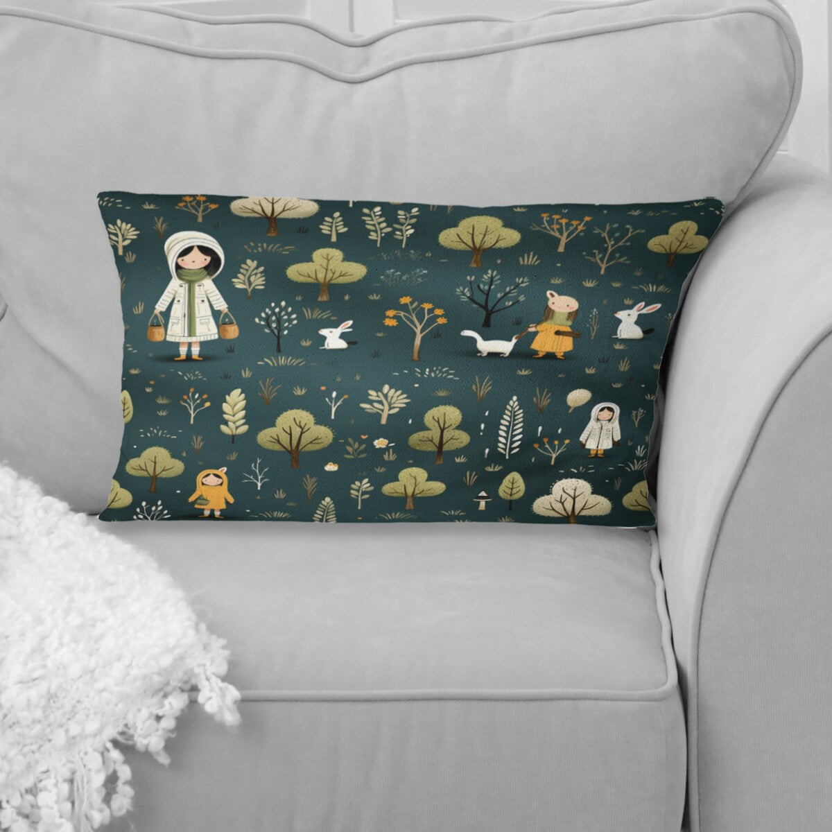 Designart "Farm Friends Gathering For Children" People Printed Throw Pillow