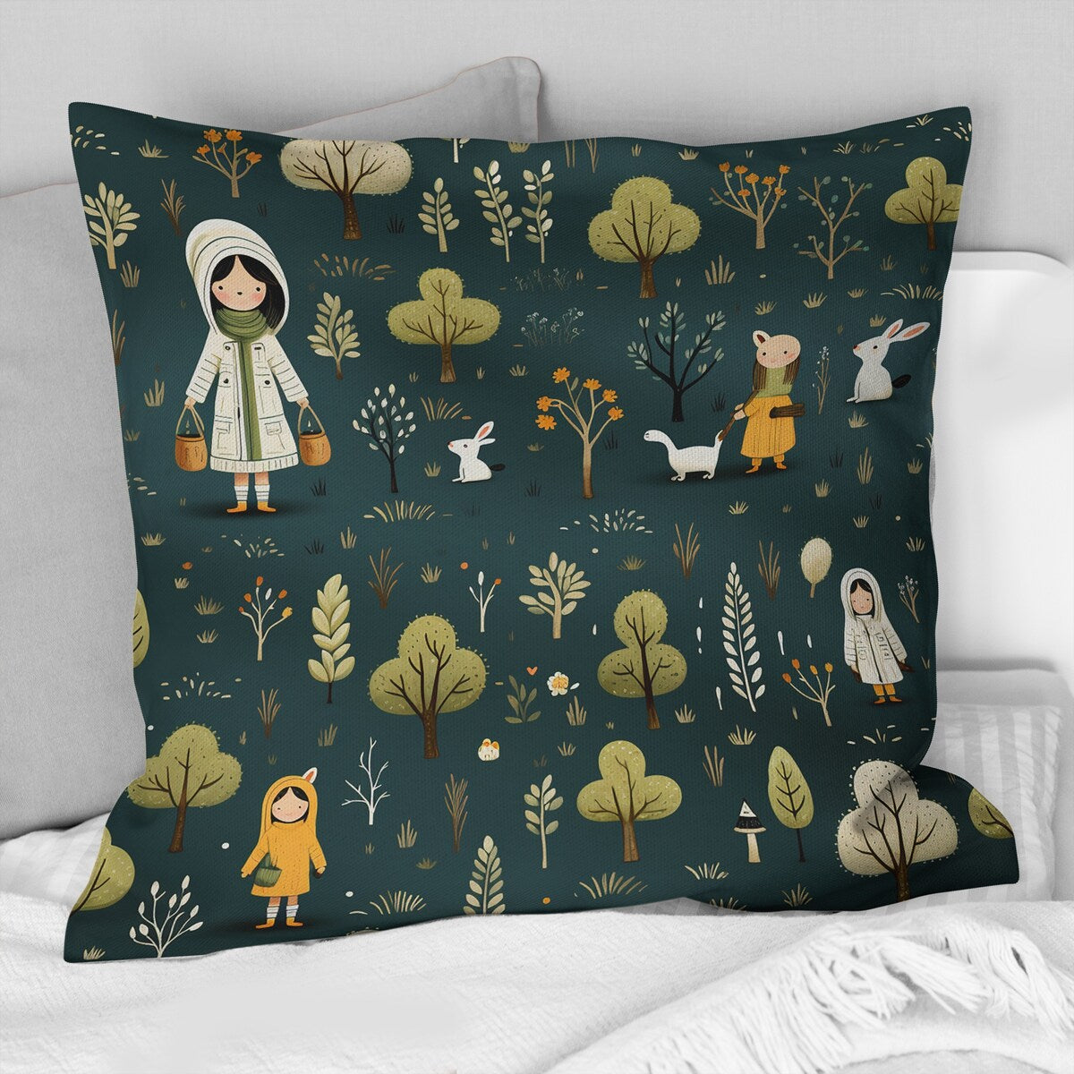 Designart "Farm Friends Gathering For Children" People Printed Throw Pillow