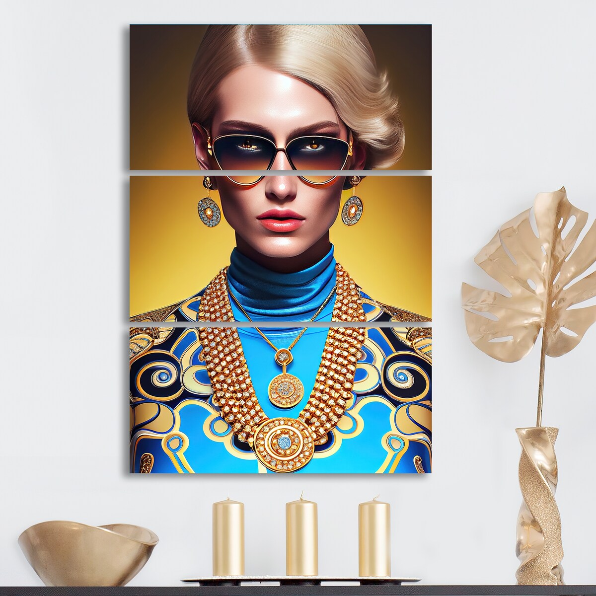 Designart "Fashion Woman I" Fashion Woman Canvas Art Print - 3 Panels