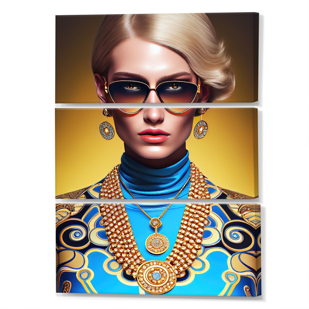 Designart "Fashion Woman I" Fashion Woman Canvas Art Print - 3 Panels