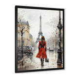 Designart "Fashionista In Red Vintage Paris Watercolor" City Paris Framed Canvas Art Print