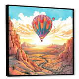 Designart "Floating Dessert Dreamscape Hot Air Balloon I" Hot Air Balloon Framed Canvas Prints