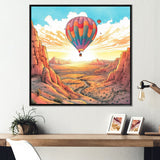 Designart "Floating Dessert Dreamscape Hot Air Balloon I" Hot Air Balloon Framed Canvas Prints