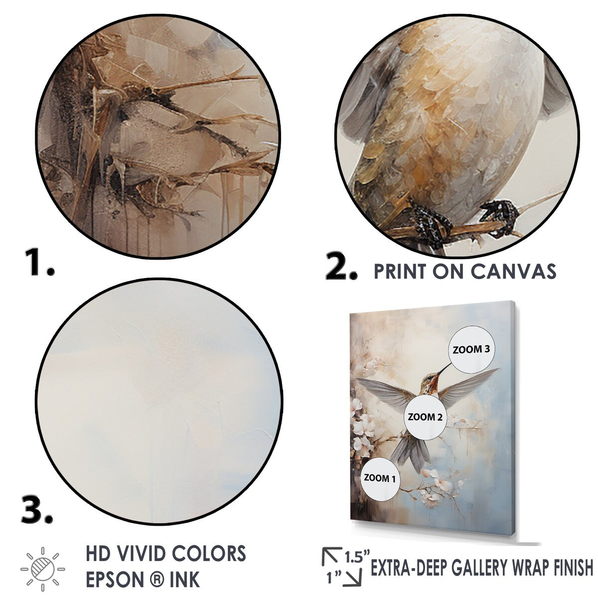 Designart "Fluttering Floral Hummingbird " Hummingbird Animal Wall Art