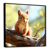 Designart "Forest Cute Squirrel" Squirrel Brown Wall Decor - Modern Entryway Framed Wall Art Print