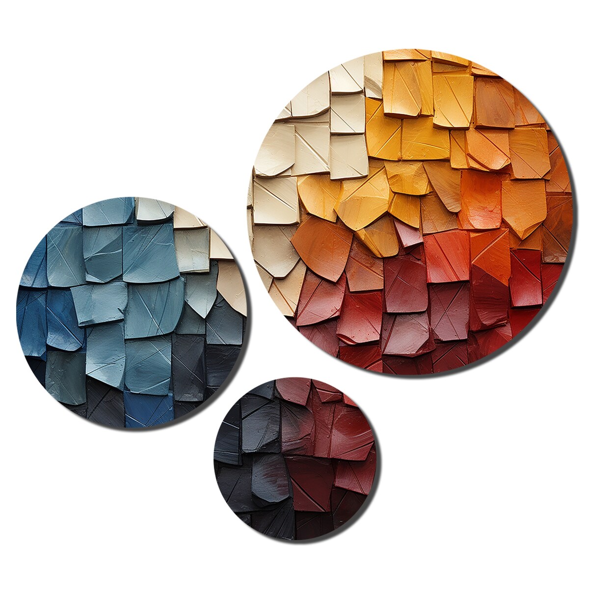 Designart "Forest Red Wood Collage III" Modern Metal Art Living Room Set