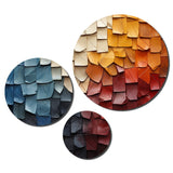 Designart "Forest Red Wood Collage III" Modern Metal Art Living Room Set