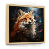 Designart "Fox Photo In Autuman IV" Fox Blue Wall Decor - Modern Bedroom Framed Canvas Wall Art