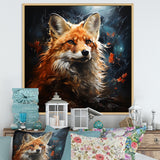 Designart "Fox Photo In Autuman IV" Fox Blue Wall Decor - Modern Bedroom Framed Canvas Wall Art