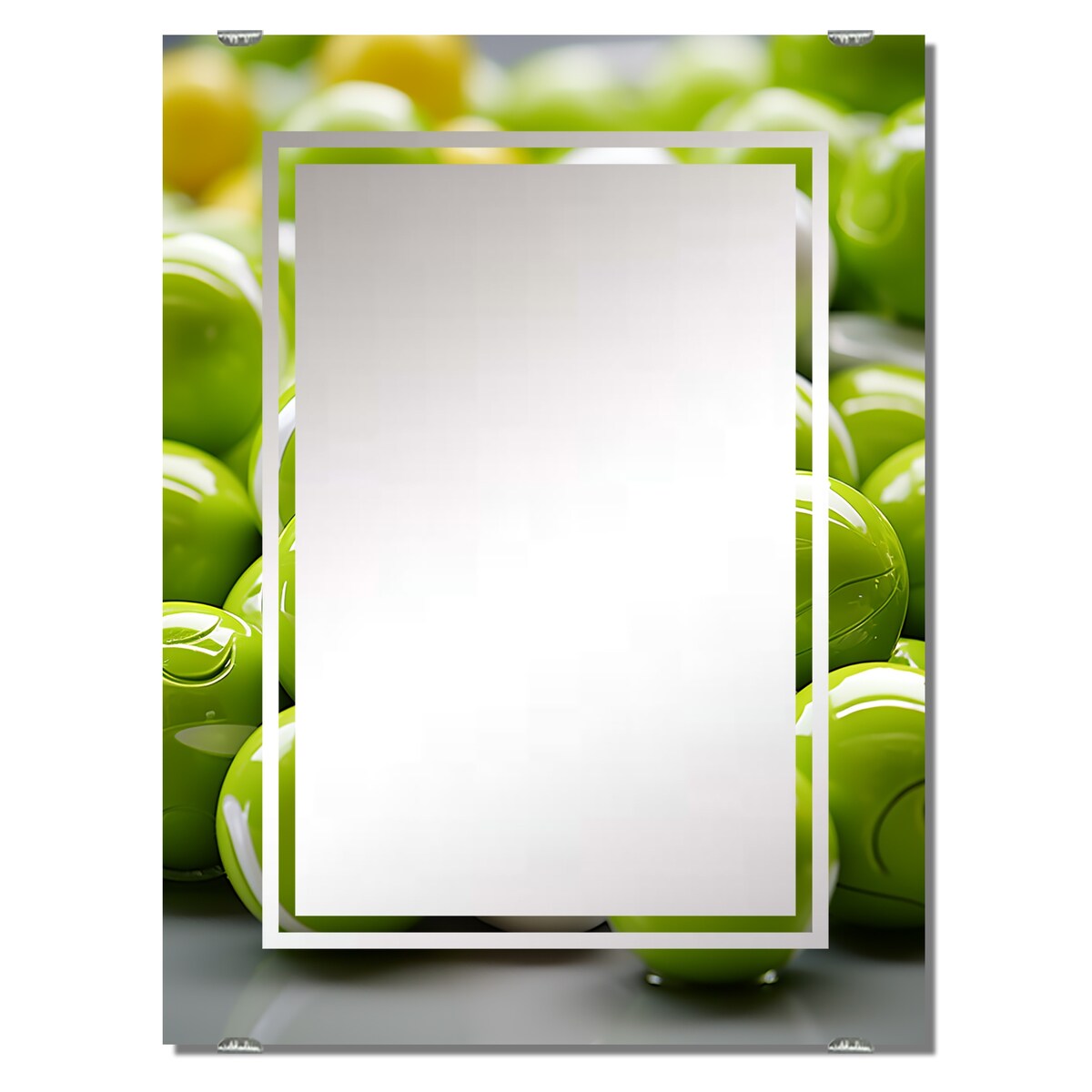 Designart "Fractal Apple Green Frequency II" Abstract Geometric Mirror Green - Modern Mirror For Wall Art Decor