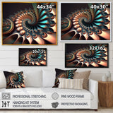 Designart "Fractal Wave In Turquoise And Gold II" Modern Geometric Framed Canvas Wall Art Print