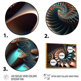 Designart "Fractal Wave In Turquoise And Gold II" Modern Geometric Framed Canvas Wall Art Print