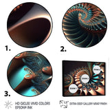 Designart "Fractal Wave In Turquoise And Gold II" Modern Geometric Framed Canvas Wall Art Print