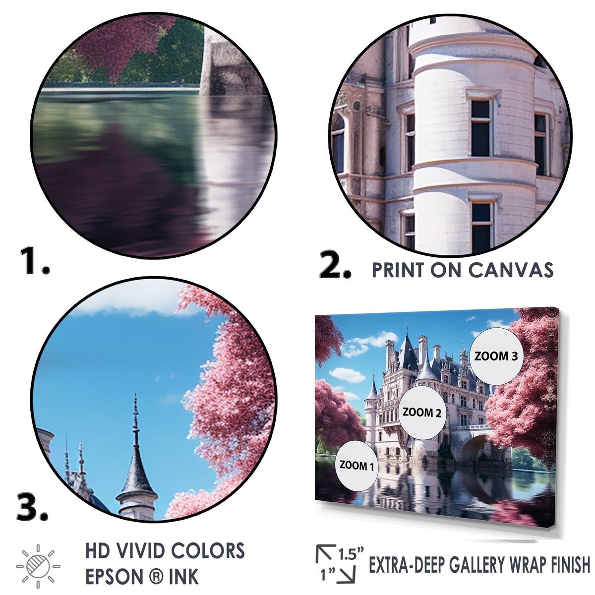 Designart "French Castle Of The Loire" France Wall Art
