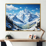Designart "French Pyrenees Mountain Peaks " France Framed Wall Art Living Room