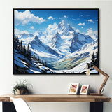 Designart "French Pyrenees Mountain Peaks " France Framed Wall Art Living Room