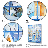 Designart "Frosty Winter Windows" Winter Landscape Wall Art White - Traditional Wrapped Canvas For Hallway Décor