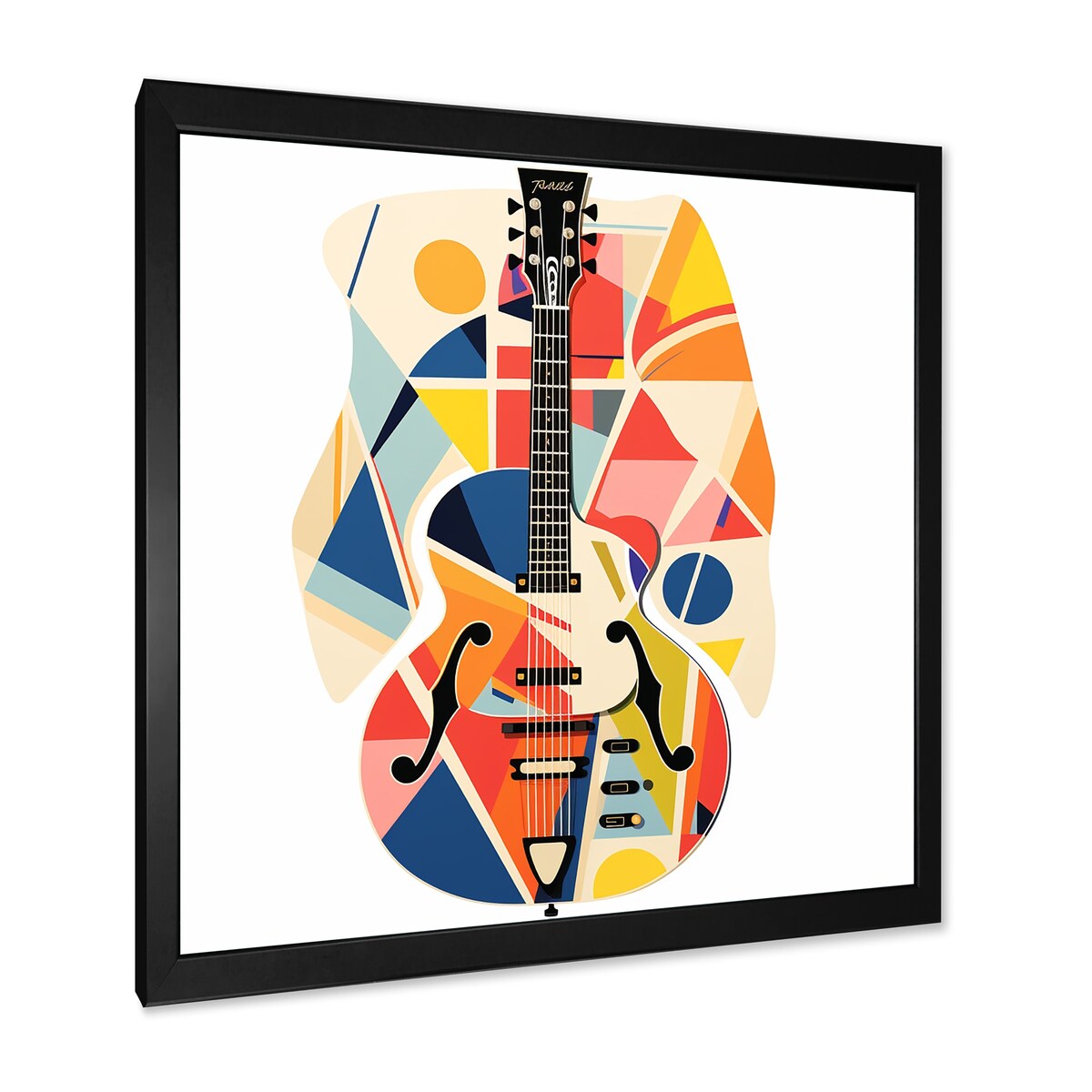 Designart "Funky Guitar Muse" Fruits Wall Decor Orange Traditional Entryway Framed Wall Art