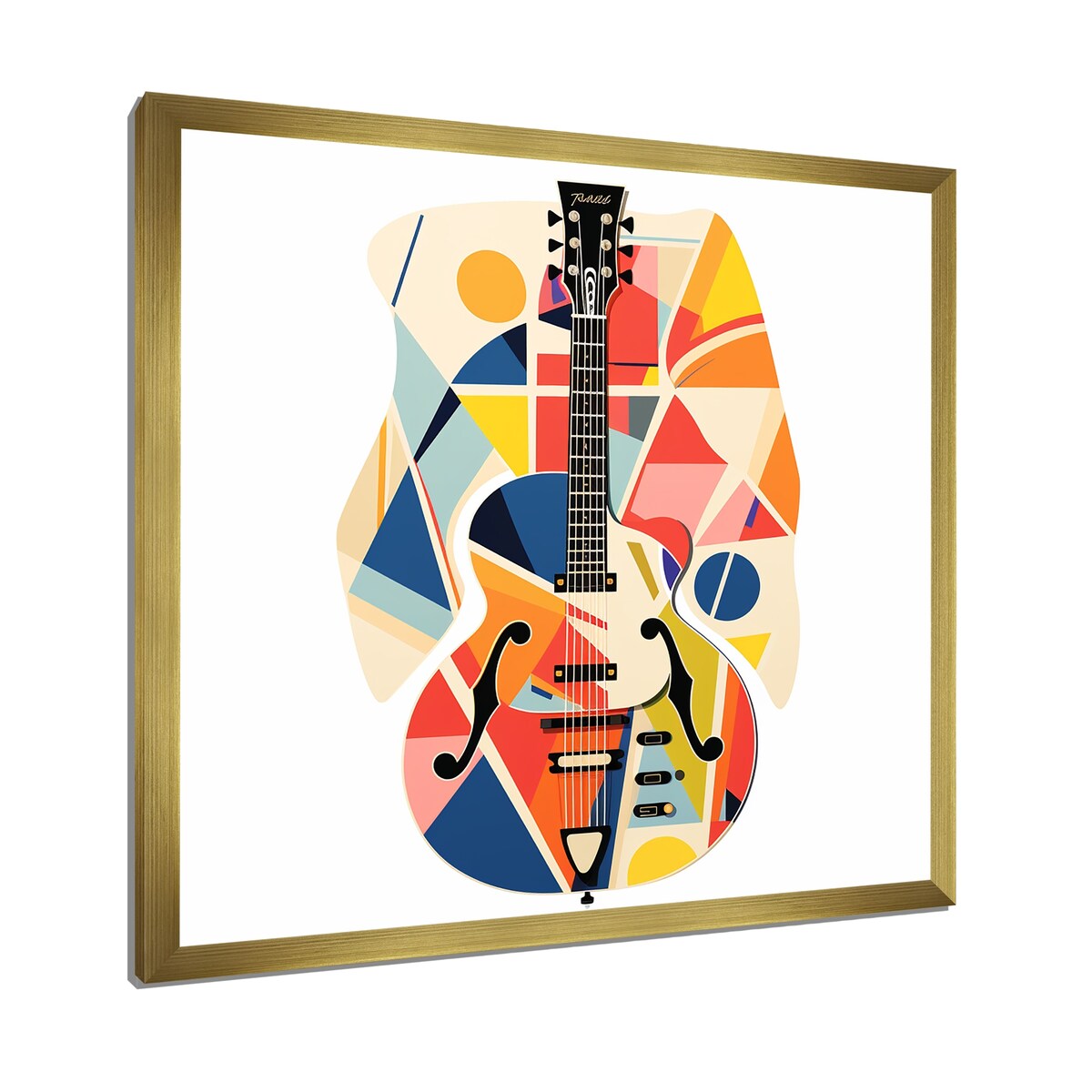 Designart "Funky Guitar Muse" Fruits Wall Decor Orange Traditional Entryway Framed Wall Art