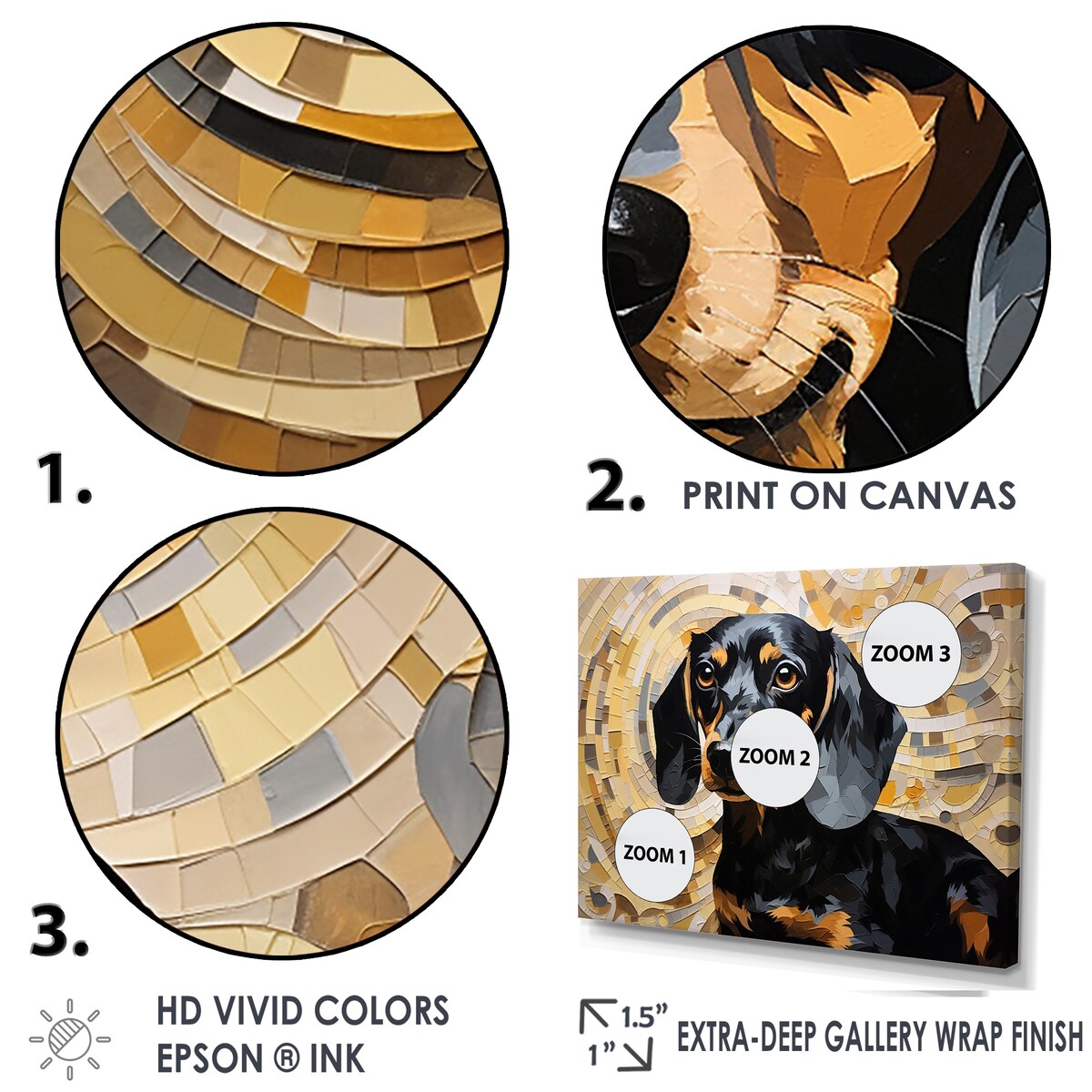 Designart "Funny Daschund Portrait I" Dog Wall Art