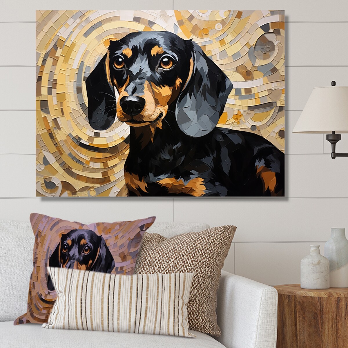 Designart "Funny Daschund Portrait I" Dog Wall Art
