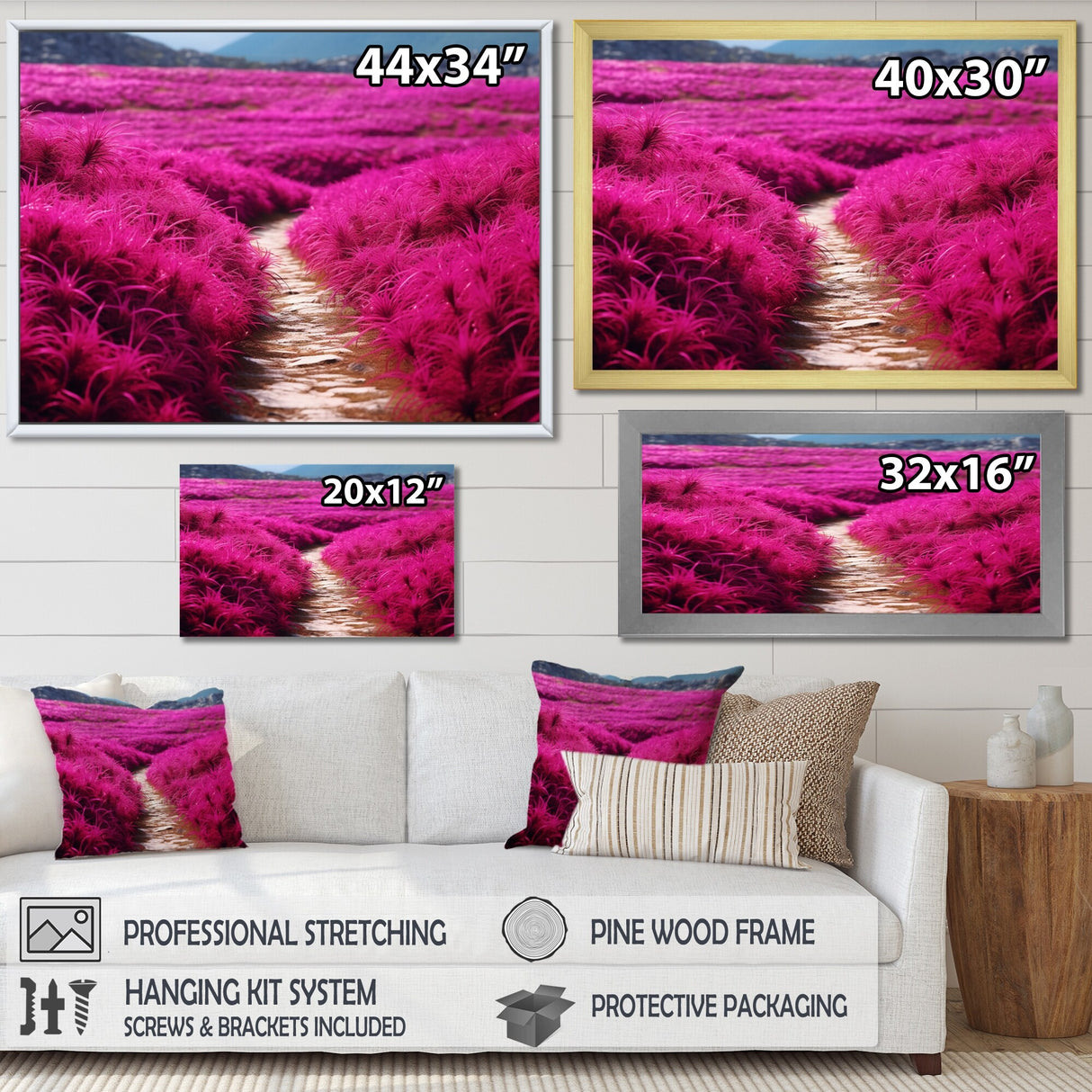 Designart "Fushia Blooming Abstraction II" Fuschia Wall Decor