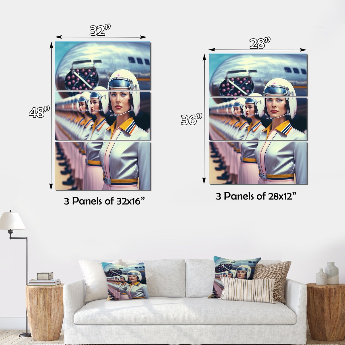 Designart "Futuristic Fashion For Woman I" Fashion Woman Canvas Art Print - 3 Panels
