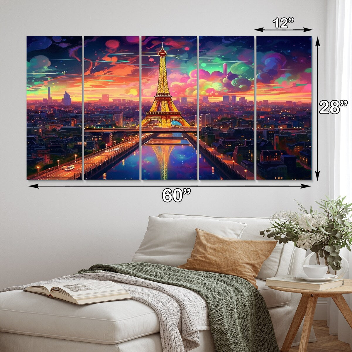 Designart "Futuristic Paris Eiffel Tower Scenery V" Franch Wall Art Prints Set