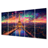 Designart "Futuristic Paris Eiffel Tower Scenery V" Franch Wall Art Prints Set