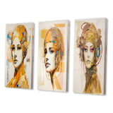 Designart "Futuristic Portrait Japanese Queen Of Kyoto" Fashion Woman Wall Art Set Of 3 Glam Printed Art Set For Bedroom