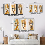 Designart "Futuristic Portrait Japanese Queen Of Kyoto" Fashion Woman Wall Art Set Of 3 Glam Printed Art Set For Bedroom