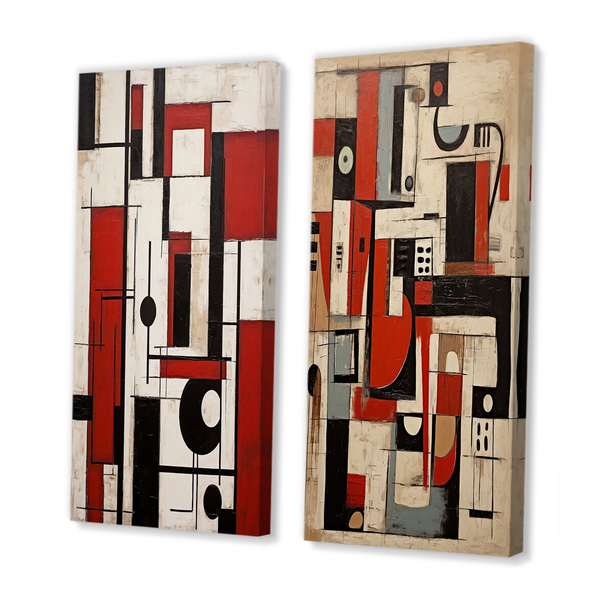 Designart "Garden Of Urban Groove Abstract Geometrics X" Modern Geometric Wall Art Set of 2 Modern Wall Art For Bedroom