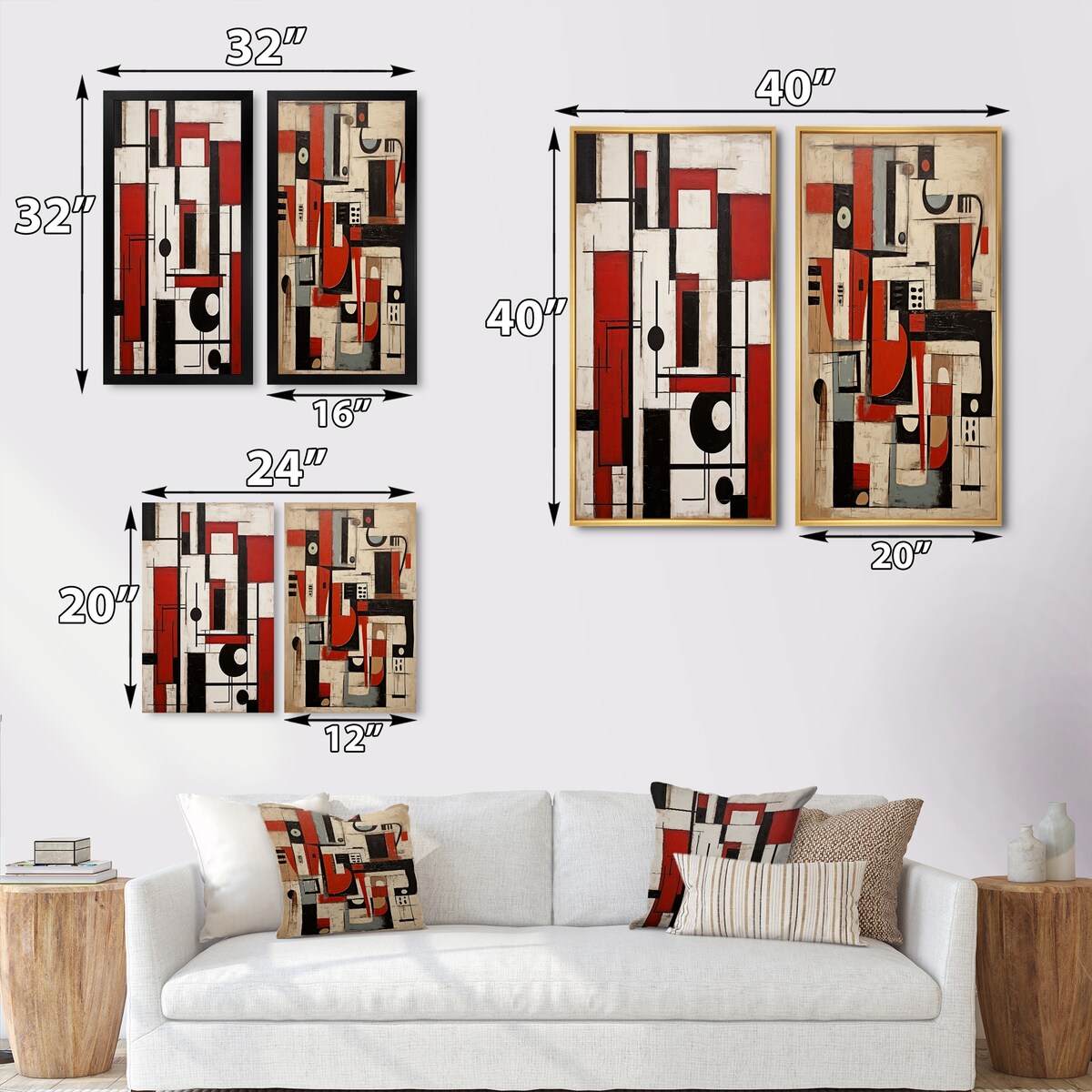 Designart "Garden Of Urban Groove Abstract Geometrics X" Modern Geometric Wall Art Set of 2 Modern Wall Art For Bedroom