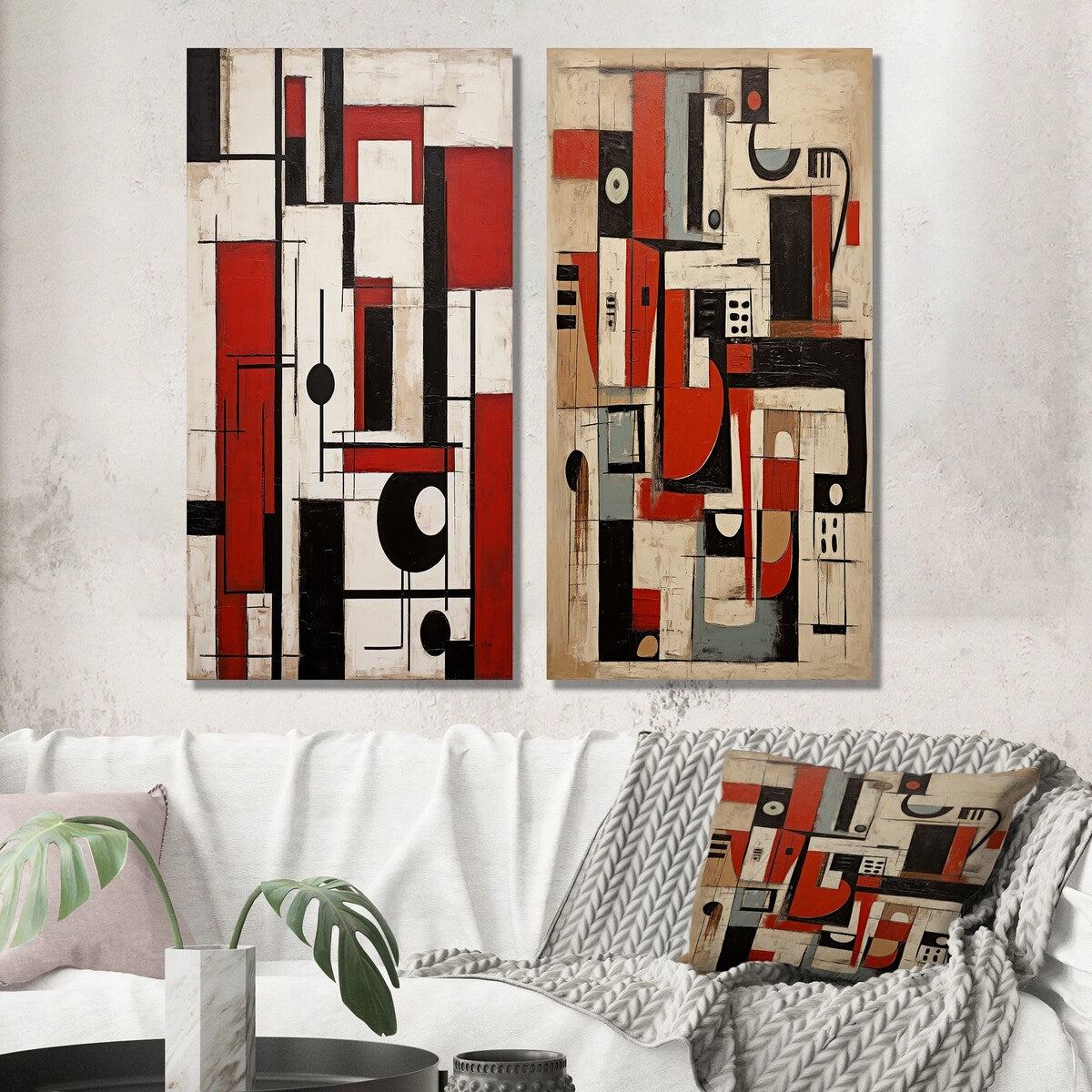 Designart "Garden Of Urban Groove Abstract Geometrics X" Modern Geometric Wall Art Set of 2 Modern Wall Art For Bedroom
