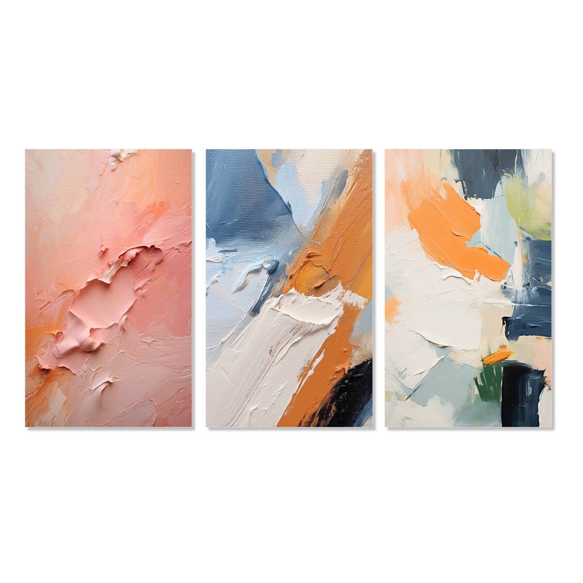 Designart "Gentle Pink Serenity Abstract Painting" Abstract Painting Wall Art Modern Printed Art Set Of 3 For Bedroom