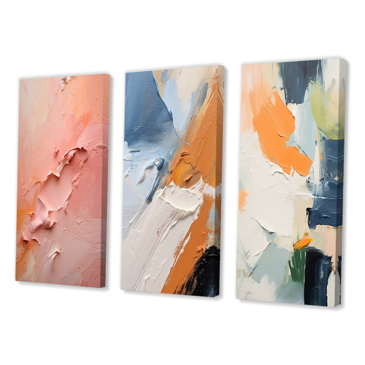 Designart "Gentle Pink Serenity Abstract Painting" Abstract Painting Wall Art Modern Printed Art Set Of 3 For Bedroom
