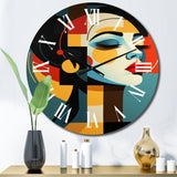 Designart "Geometric Art Deco Portrait Of Gracious Woman" Fashion Woman Oversized Wall Clock