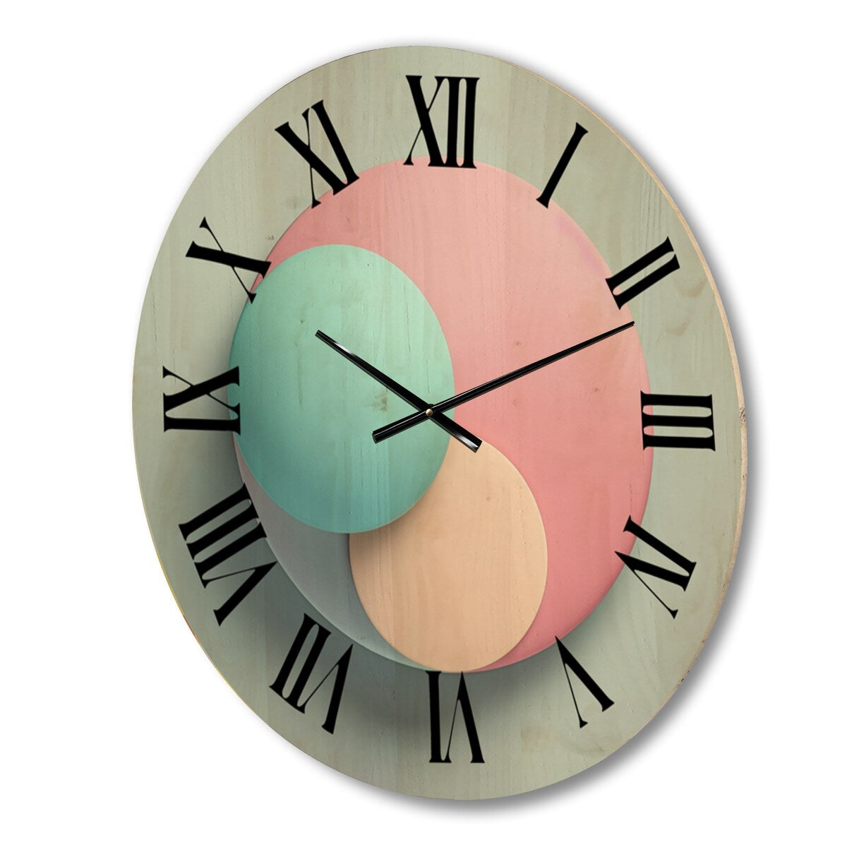 Designart "Geometric Dreaming Retro Minimalism In Pink I" Modern Geometric Oversized Wood Wall Clock