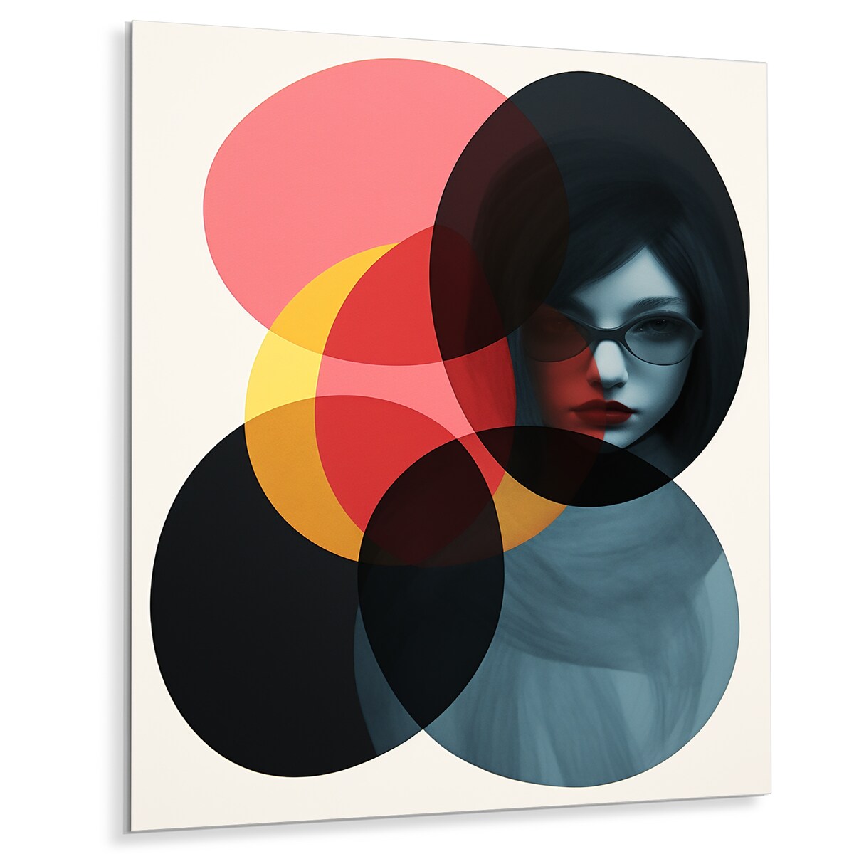 Designart "Geometric Fusion Forms Woman Collage II" Abstract Collages Pink Metal Wall Art - Modern Metal Art Work