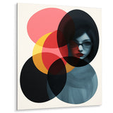 Designart "Geometric Fusion Forms Woman Collage II" Abstract Collages Pink Metal Wall Art - Modern Metal Art Work