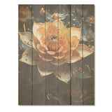 Designart "Gilded Accents Adorn Lotus Flower" Lotus Wood Wall Decor - Modern Peach Wood Panel On Natural Pine Wood