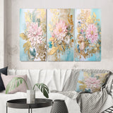 Designart "Gilden Pink Lily Vintage Illustration III" Flowers Wall Art Set Of 3 Traditional Gallery Set For Office Decor