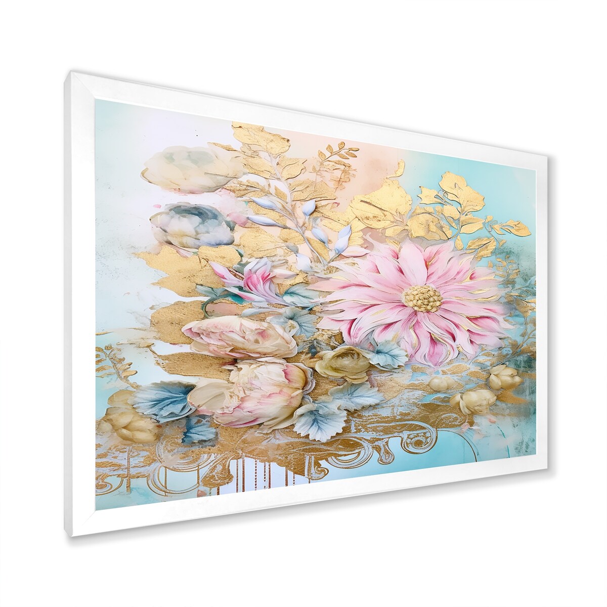 Designart "Gilden Pink Lily Vintage Illustration I" Lily Framed Canvas Art Print