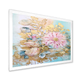 Designart "Gilden Pink Lily Vintage Illustration I" Lily Framed Canvas Art Print