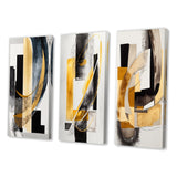 Designart "Glam Art Deco Abstract I" Abstract Wall Art Set Of 3 - Transitional Gallery Set For Office Decor