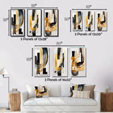 Designart "Glam Art Deco Abstract I" Abstract Wall Art Set Of 3 - Transitional Gallery Set For Office Decor